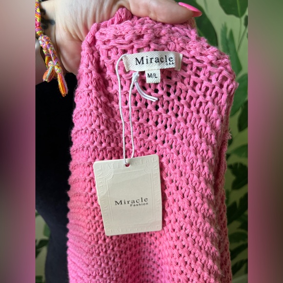 Vici Miracle Pink Belted Long Thick Knit Cardigan Sweater NWT M/L - Picture 5 of 5